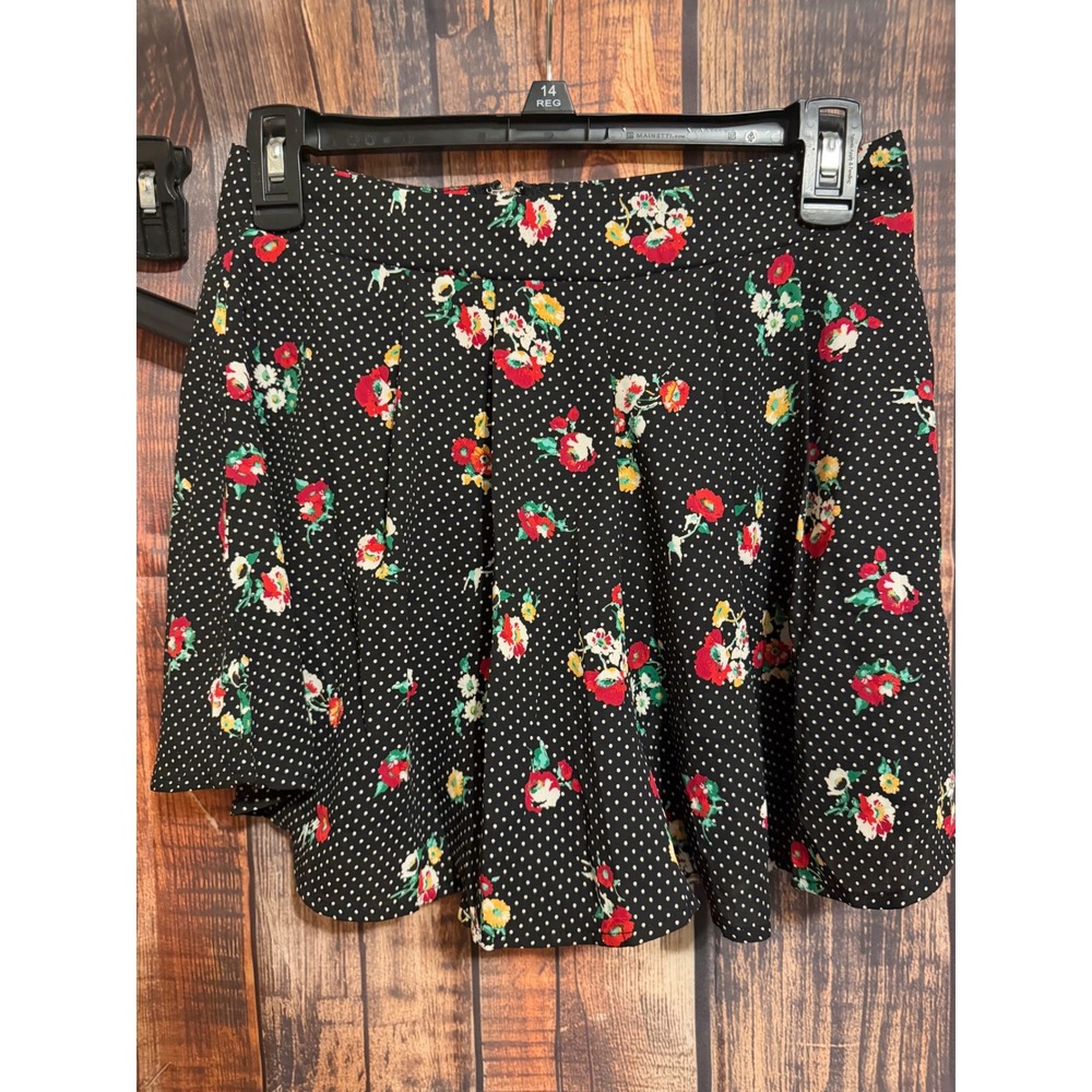 Pink Owl Floral Polka Dot Mini Skort Black Red Yellow Size M